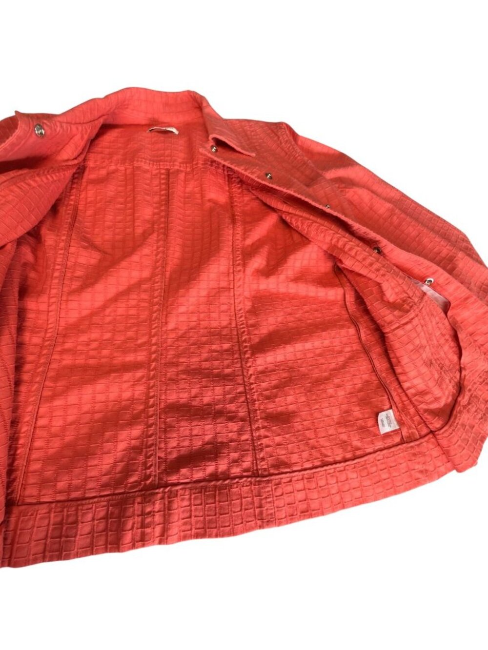Coldwater Creek Womens 20 Jacket Orange Textured Cotton Pockets Snaps Spring - Picture 14 of 16